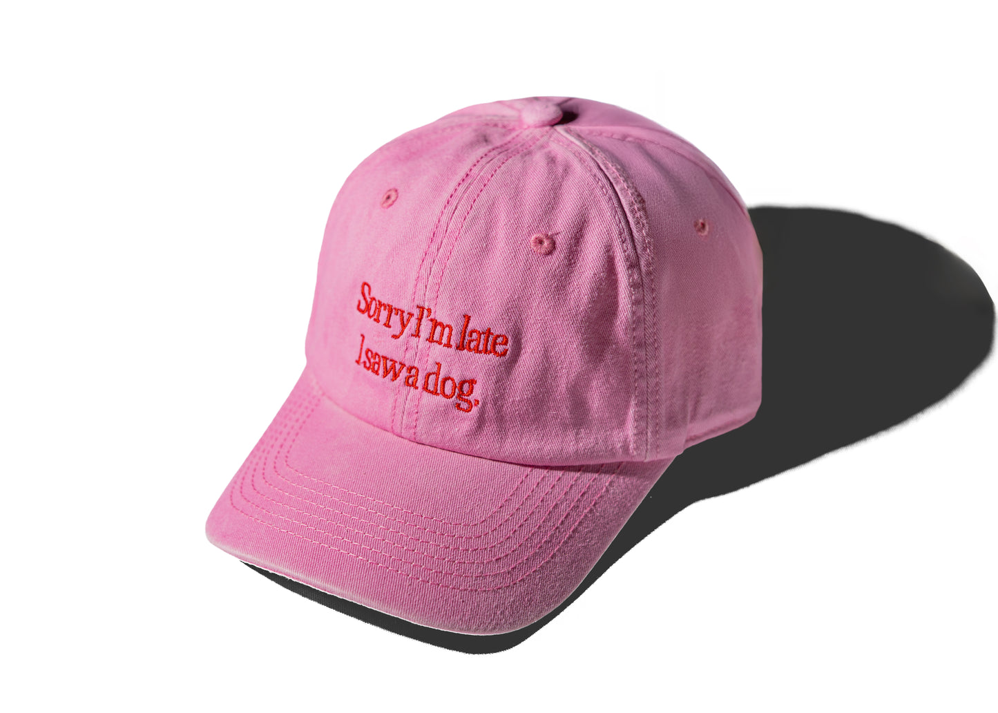 Sorry I'm Late Baseball Cap in Vintage pink